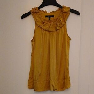 BCBGMaxAzria Golden Ruffle Sleeveless SILK Blouse, S